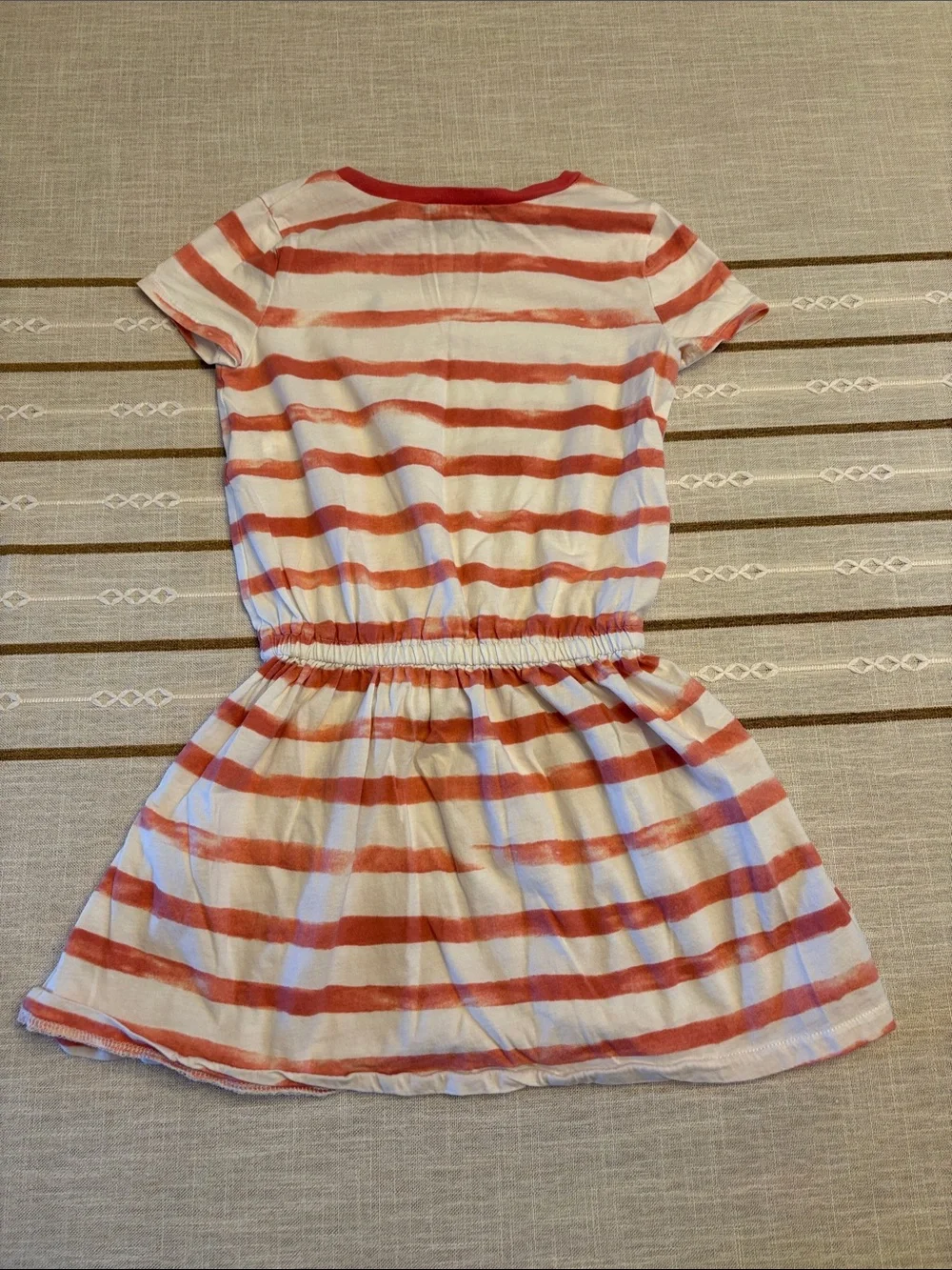 Polo by Ralph Lauren Coral and White Striped Cotton Girls' Dress